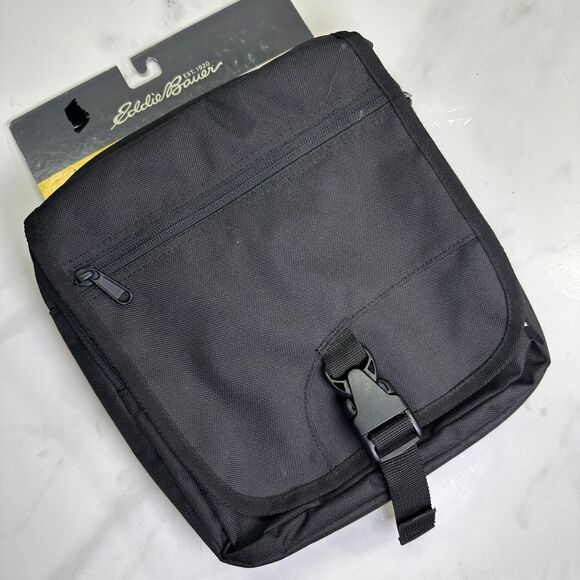 Eddie Bauer Connect Tech Travel Day Bag, Black Multipocket Crossbody Satchel - Picture 1 of 15